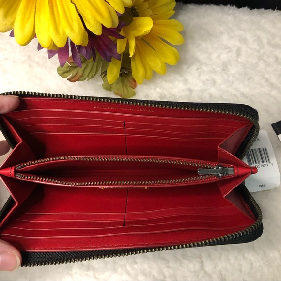 F58183 Coach 1941 Rare Zip Around Accordion Leather Wallet Sequins Z41 Coupe Car - Picture 10 of 15